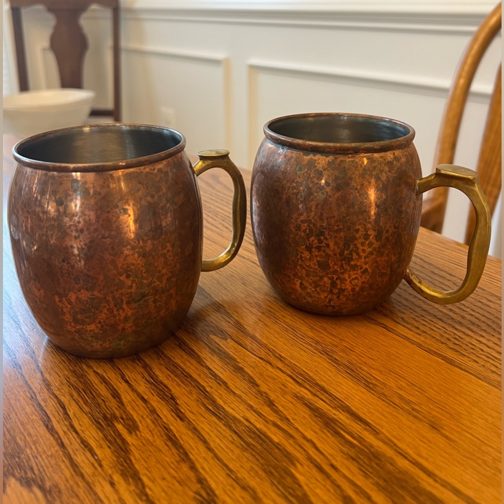 Vintage Copper Mugs - Set of Two